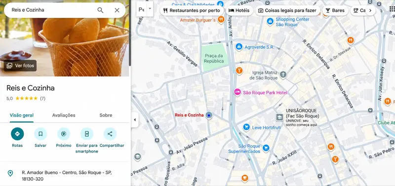Google como canal de aquisição para restaurante